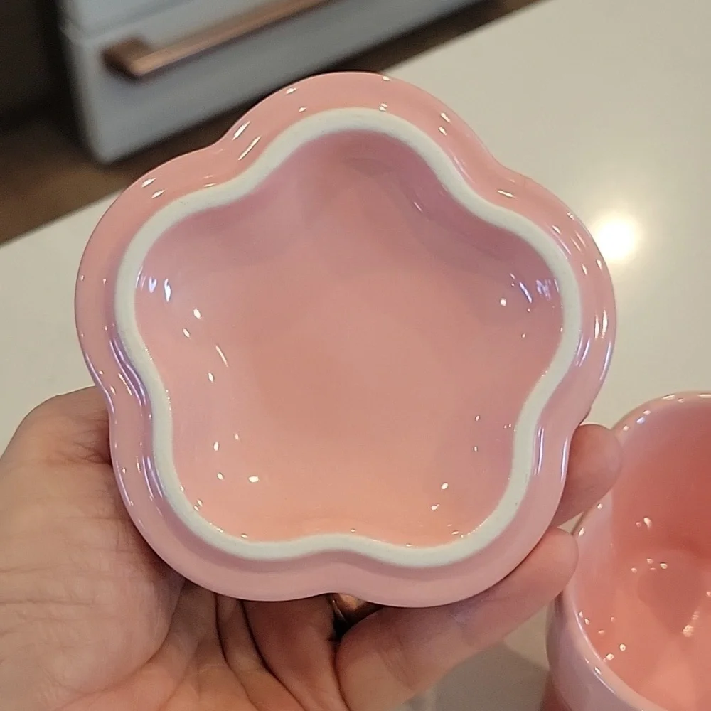 Le Creuset Salmon Pink Flower Cocotte